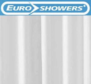 EuroShowers Simple White Shower Curtain with Weighted Hem 180cm x 200cm