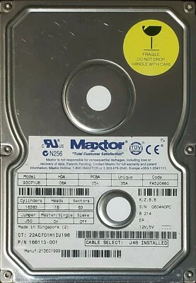 Maxtor 93071U6 30GB 3.5-in IDE Hard Drive/HDD, 06A, 05A, 35A, FA520860, Refurb - Image 1 of 2