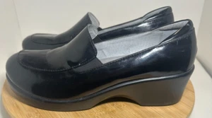Alegria Slip On Wedge Heel Loafers Black Patent Leather EMM-011 Women's 10.5-11 - Picture 1 of 11