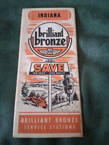 RARE!! 1947 Indiana BRILLIANT BRONZE Filling Gas Station Oil Company Road Map - Picture 1 of 6