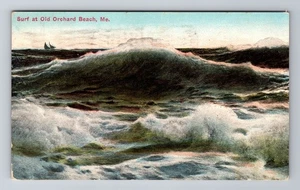 Antigua postal de recuerdo vintage de Orchard Beach ME-Maine, Rough Surf, c1913 - Imagen 1 de 2