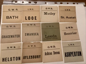 GWR GREAT WESTERN RAILWAY LUGGAGE LABELS TRAINS X 12 - Foto 1 di 7