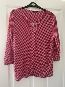 OLSEN SHIRT BLOUSE 12 Red White geometric print - Picture 1 of 5