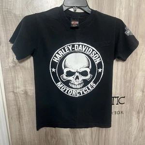 Harley-Davidson Herren Small Skull Logo Grafik T-Shirt Schwarz Pocket Tee - Bild 1 von 9