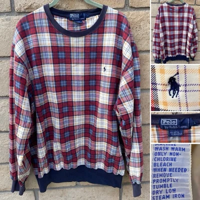 Винтажный Polo Ralph Lauren клетку толстовка свитер джемпер длинным рукавом размер L - Изображение 1 из 4
