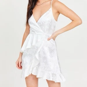Altard State White Floral Satin Layered Mini Dress Medium - Picture 1 of 10