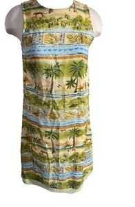 Weekend Clothes Line Dress women's Small Shift Safari Print Beach Vacation NEW - Picture 1 of 18