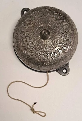 Antique Nickel Plated Victorian Mechanical Doorbell Connell's Patent Dated 1873 - Image 1 of 4