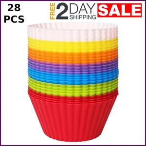 28 Moldes De Silicona Para Reposteria Muffins Cupcakes Magdalenas Tazas Hornear - Picture 1 of 12