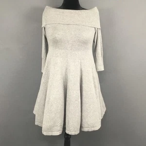 Torrid Dress Womens 0 Gray Off Shoulder Fit & Flare Sweater Knit 3/4 Sleeve - Picture 1 of 10