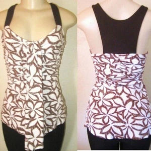 REBECCA BEESON Anthropologie tunic top 2 XS S M NWT brown cream - Picture 1 of 5