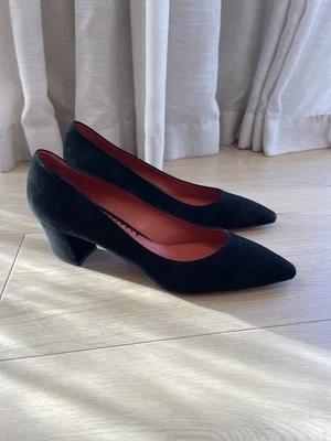 Tacones de cancha Santoni negros de gamuza en bloque, EU 40 AU US 9,5 precio de venta sugerido por el fabricante $900 Italia como nuevos Foto 1 de 4