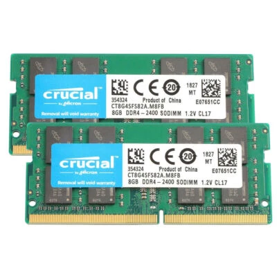 CRUCIAL 8GB DDR4 2400 PC4-19200 Laptop 260-Pin SODIMM Notebook Memory RAM 2x 8G - Image 1 of 4