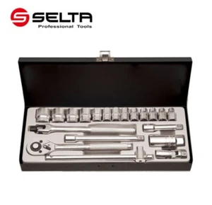 Selta Taiwan 6-22mm 20pc 3/8" Dr 6PT Socket & Ratchet HDL Extension Breaking Bar - Picture 1 of 9