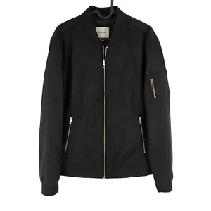 Jack&jones Herren Schwarz Rocky Kunstwildleder Bomberjacke Jacke Größe L - Bild 1 von 12