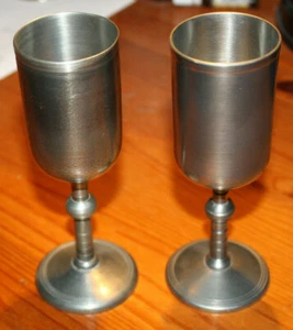 Vintage set of 2 Wineglass Tinn Pewter - Sweden T.K. tenn Q9 1960* - Picture 1 of 8