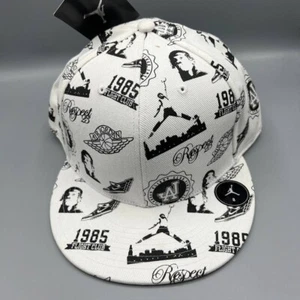 Air Jordan Flight Hat Men 8 All Over Print White Jumpman Fitted Cap Neu - Bild 1 von 8