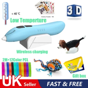 3D Printing Pen Low Temperature Doodle Printer 12 Colours PCL Wireless charging - Picture 1 of 16