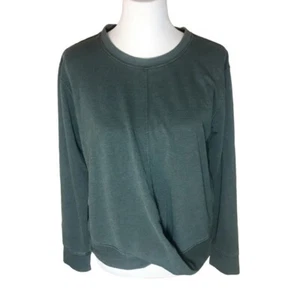 Knox Rose Women's Green Size Med Sweatshirt Top Long Sleeve Twist-Front - Picture 1 of 6