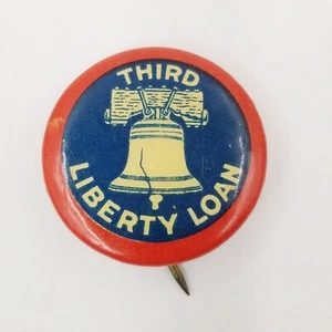 Vintage THIRD LIBERTY LOAN Rot Weiß & Blau Pin App. 1918 Liberty Loan Acts WWII - Bild 1 von 2