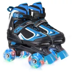 Kids Roller Skates for Boys Girls Kids, 4 Sizes Adjustable Medium(1-4) Blue - Picture 1 of 7
