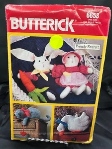 Butterick Wendy Everett Uncut Patterns Country Animals Bunny Duck Cat 6653 FF - Picture 1 of 2