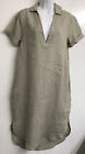 James Perse Shirt Dress Taupe Linen Short Cuff Sleeve Collar/V-Neck Nwt Size 1/S