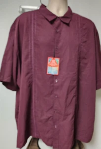 Haggar Men's 4XL Portofino Collection Button Front Shirt  Maroon  NWT - Picture 1 of 6