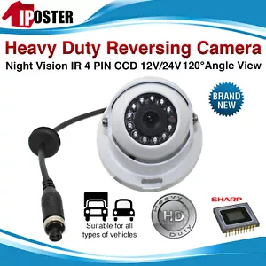 White 4 PIN Dome CCD 12 IR Reversing Rear View Camera Night Vision For Caravan - Picture 1 of 12