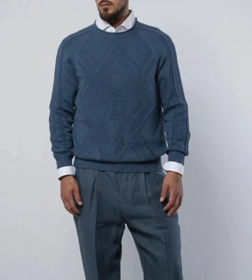 NWT $2395 Brunello Cucinelli Men's Logo Crest Embroidered Crewneck Sweater  A252 - Image 1 of 4