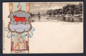 GB England OXFORD c1900-02 The Isis & Barges. Embossed. Old Postcard by Tuck - Picture 1 of 2