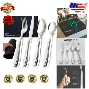 Stainless Steel Weighted Silverware Set - Ideal for Hand Tremors & Disabilities - Picture 1 of 10