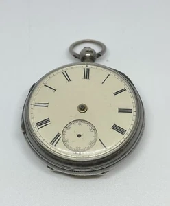 Victorian Pocket Watch White Dial Sterling Silver, No Key, AS-IS - Picture 1 of 11