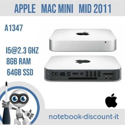 Apple Mac Mini A1347 Mid 2011 Cpu i5-2.30Ghz  8gb RAM 64gb SSD  No OSX - Immagine 1 di 4