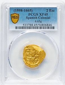 SPAIN 2 ESCUDOS 1598 PHILIP III PCGS PIRATE GOLD COINS TREASURE DOUBLOON - Picture 1 of 24