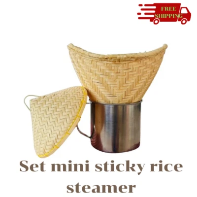 Juego de arroz pegajoso al vapor vapor vaporera con vaporizador con vaso de acero inoxidable de 7 pulgadas Foto 1 de 4