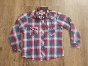 Red River Outfitters Girls Western Shirt Size XL Plaid Jewel Snap Rodeo Pink  - Picture 1 of 3