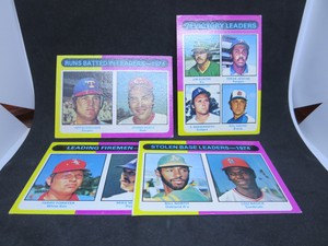 1975 Topps Lot of 4 Leader Cards Lou Brock Johnny Bench Jim Hunter LOWER GRADE