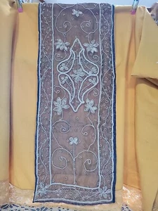 Vintage Silk Ornate Eastern Boho Hand Beaded Table Runner 12 X 38 - Picture 1 of 7