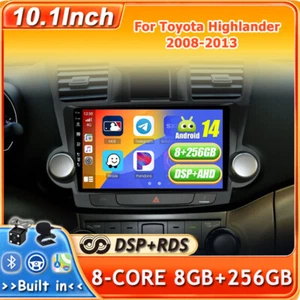 π8GB+256GBπ For Toyota Highlander 2008-2013 Car Stereo Android 14 CarPlay Navi - Picture 1 of 16