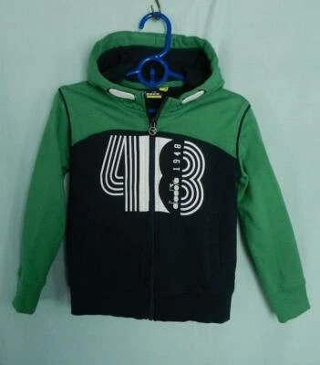 Perfect DIADORA Kids Boy's  Blue Green Fleece Full Zip Hoodie Jacket , S 6 years - Изображение 1 из 4