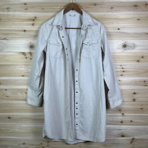Old Navy Shirt Dress Biege Shift Corduroy Pearl Snap Western Women's Medium - Picture 1 of 9