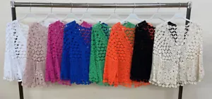 NUEVO CÁRDIGAN CORTO ITALIANO LAGENLOOK CROCHET ENCAJE ENCOGERSE DE HOMBROS PARA DAMA 8 10 12 14 16 Reino Unido - Imagen 1 de 1