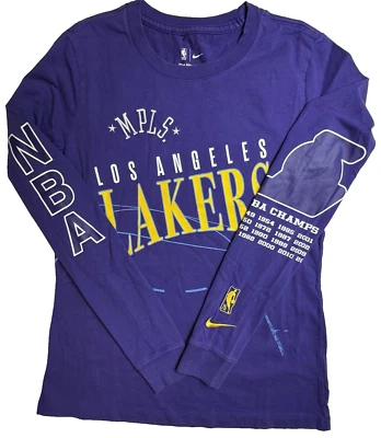 Nike Womens Small Purple MPLS Lakers Long Sleeve T-Shirt Basketball LA - Image 1 of 4