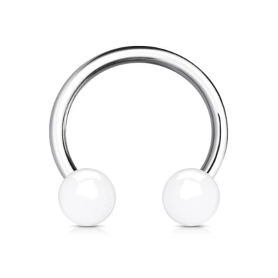 2 pc Acrylic Balls Horseshoe Nose Helix Tragus Lip Septum Eyebrow Ring 16G - Image 1 of 3