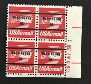 U.S. 1973 XF MNH Sc#C79 AIRMAIL ZIP Blockof 4 washington DC pre-cancle (W37) - Picture 1 of 2
