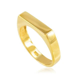 Gold Stackable Unisex Signet Ring (Available in Yellow/Rose/White Gold) - Picture 1 of 8