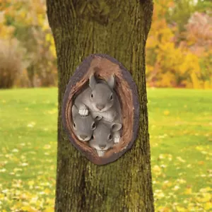 Squirrel Tree Hugger Sculpture Tree Hole Statues Tree Faces Decor Figurine - Picture 1 of 4