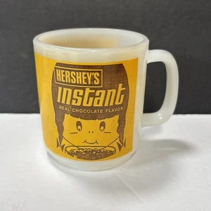 Vintage Advertising White Milk Glass Mug Hershey's Instant Real Chocolate Flavor - Picture 1 of 6