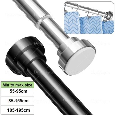 21in - 78in Stainless Steel Adjustable Telescopic Shower Curtain Rod Shower Kit - Image 1 of 4